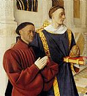 Famous Chevalier Paintings - Etienne Chevalier With St. Stephen (panel of the Melun Diptych)